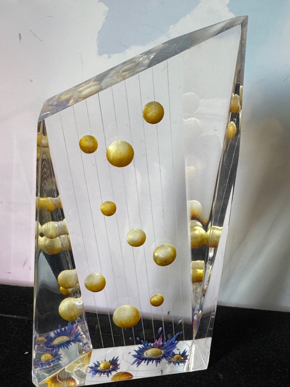 Signed Vintage Lucite sculpture,1960s-70’s which features molded  bubbles